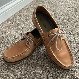 MEN'S SPERRY LEEWARD 2 EYE BOAT SHOES Size 10.5 W Color Sahara